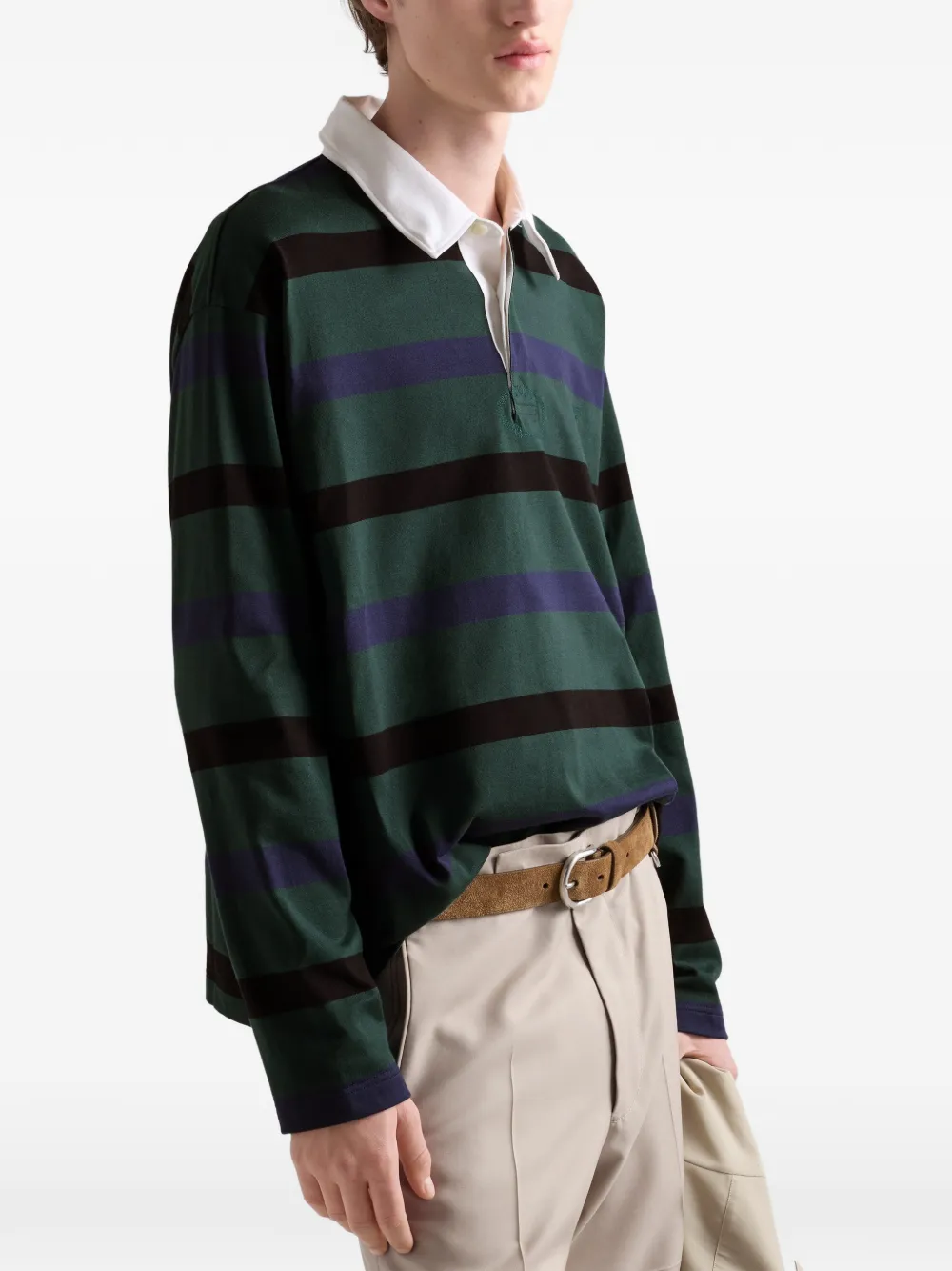 Prada Katoenen poloshirt met lange mouwen Groen