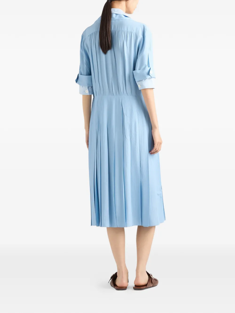 Prada Pongé en popeline blousejurk Blauw
