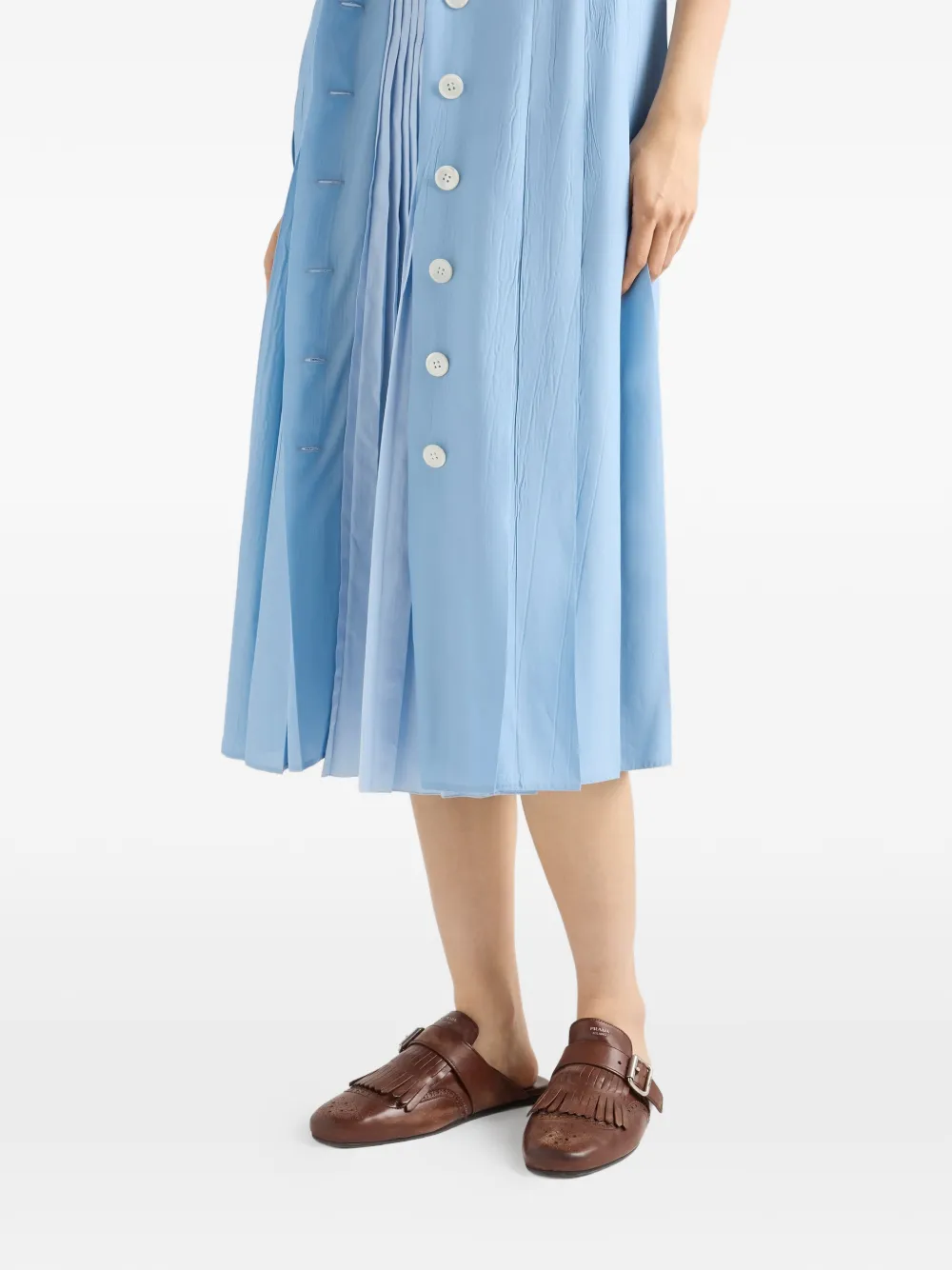 Prada Pongé en popeline blousejurk Blauw