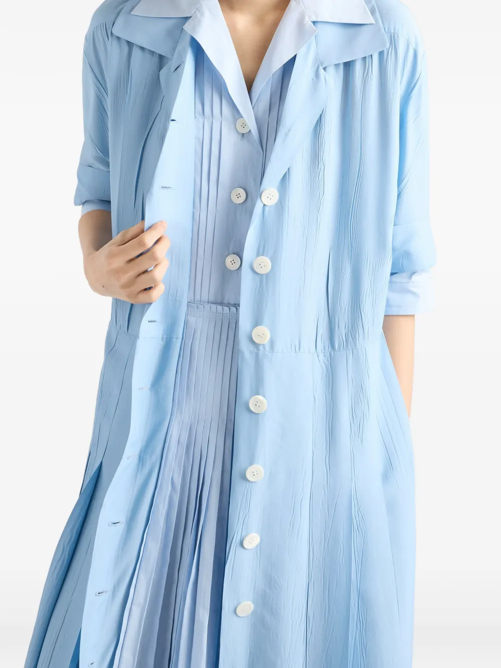 Prada Pongé en popeline blousejurk Blauw