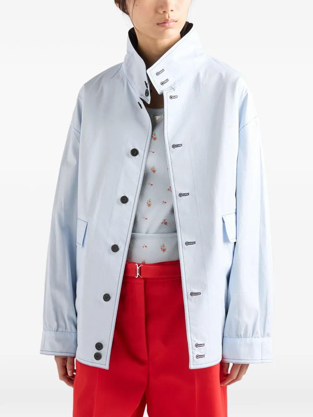 Prada Popeline jack met mohair en kid-fit Zwart