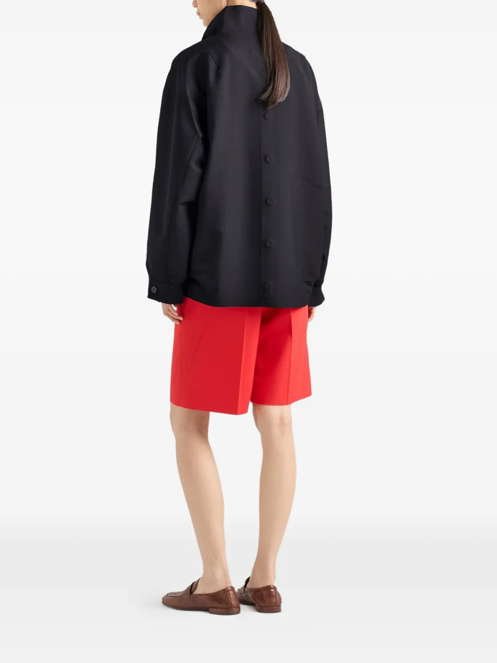 Prada Popeline jack met mohair en kid-fit Zwart
