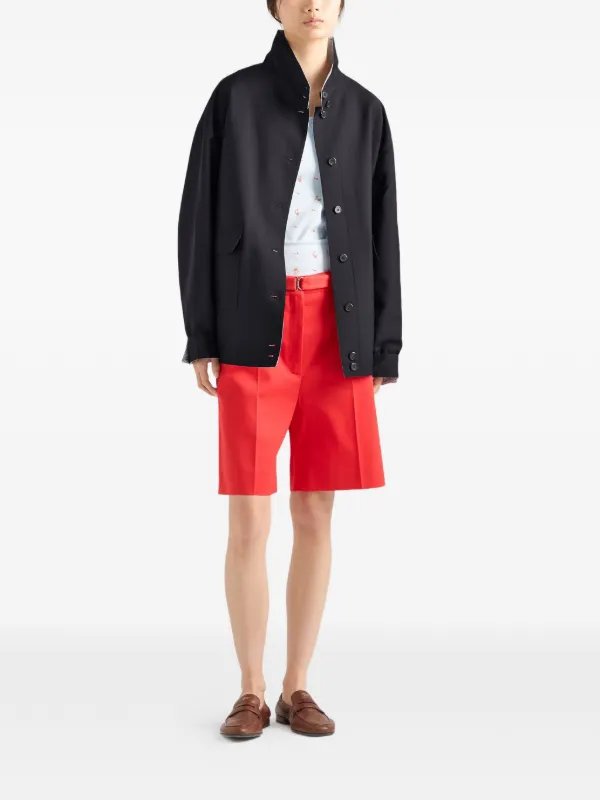 Prada kid-mohair And Poplin Jacket | Black | FARFETCH JO