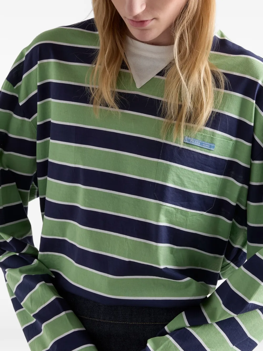 Prada Bayadere katoenen T-shirt met strepen Groen