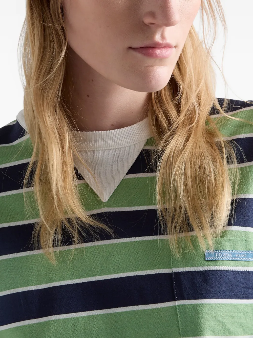 Prada Bayadere katoenen T-shirt met strepen Groen