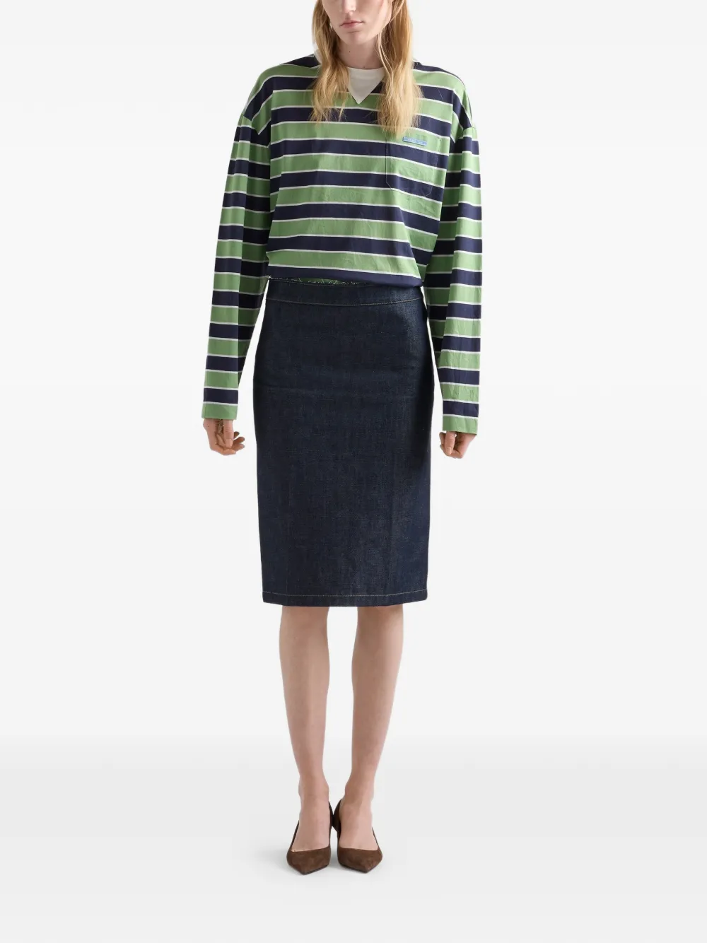  Prada Camiseta A Rayas - Verde 