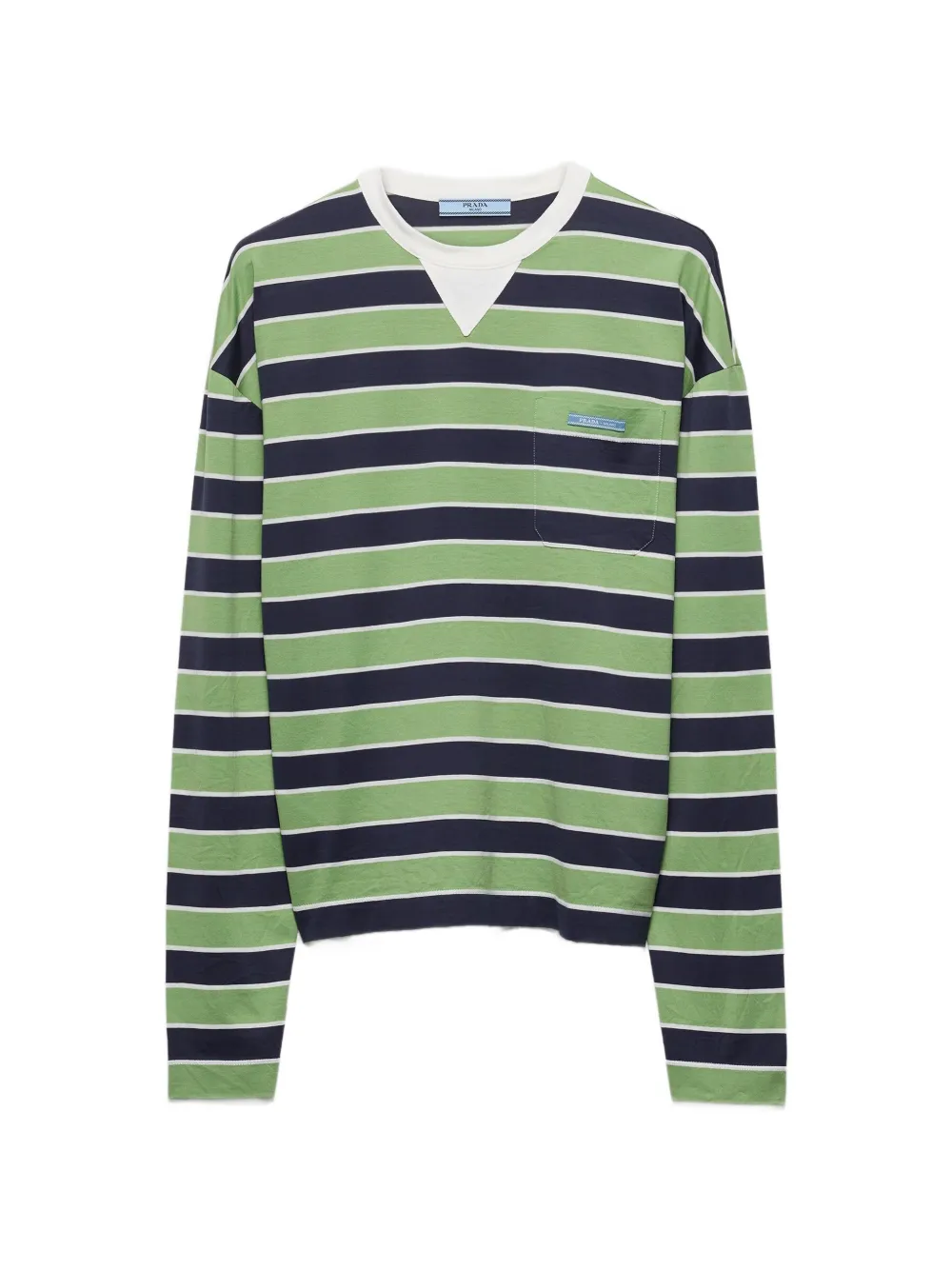 Prada long-sleeved bayadere striped cotton T-shirt - Verde