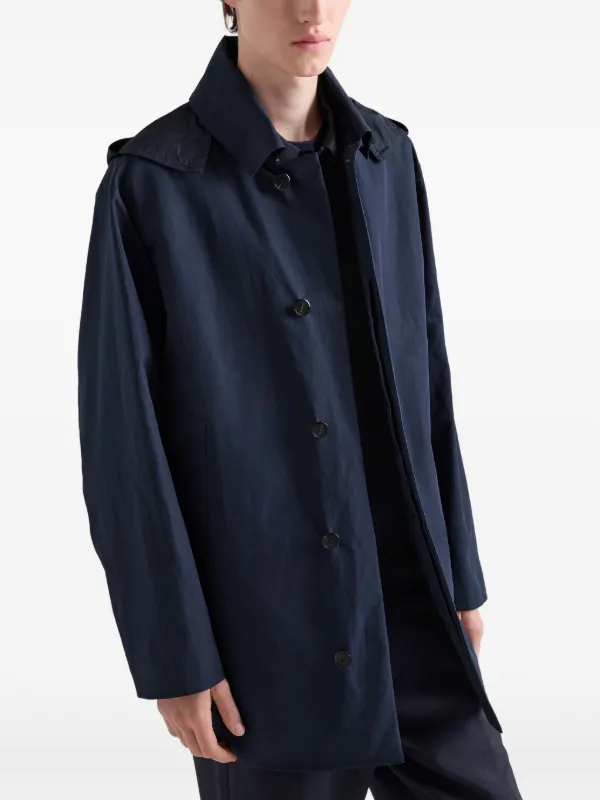 Prada フーデッド コート | ブルー | FARFETCH JP