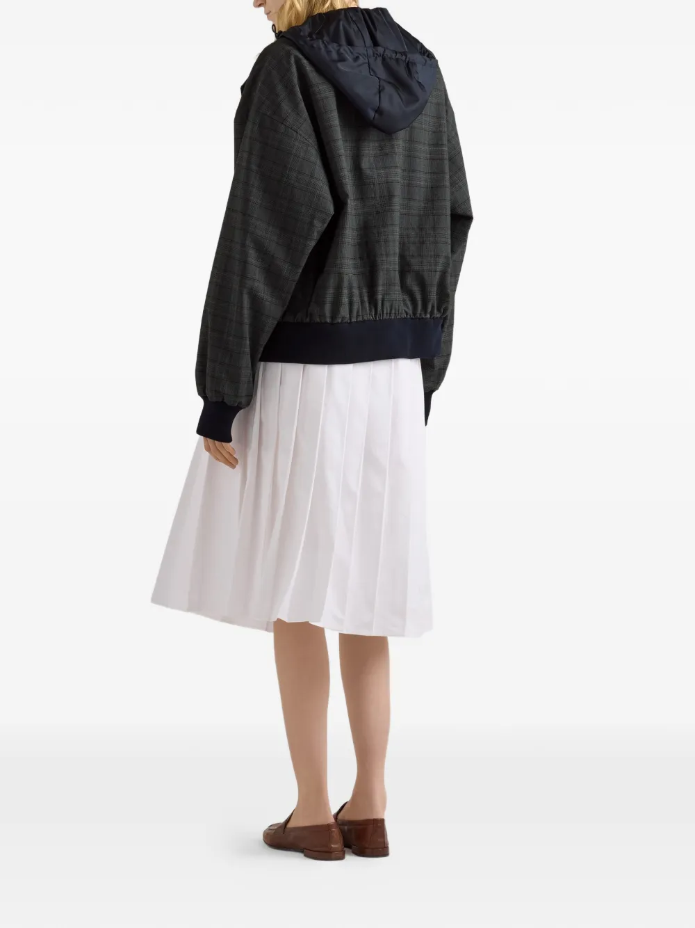  Prada Prince Of Wales Checked Wool Jacket - Grey 