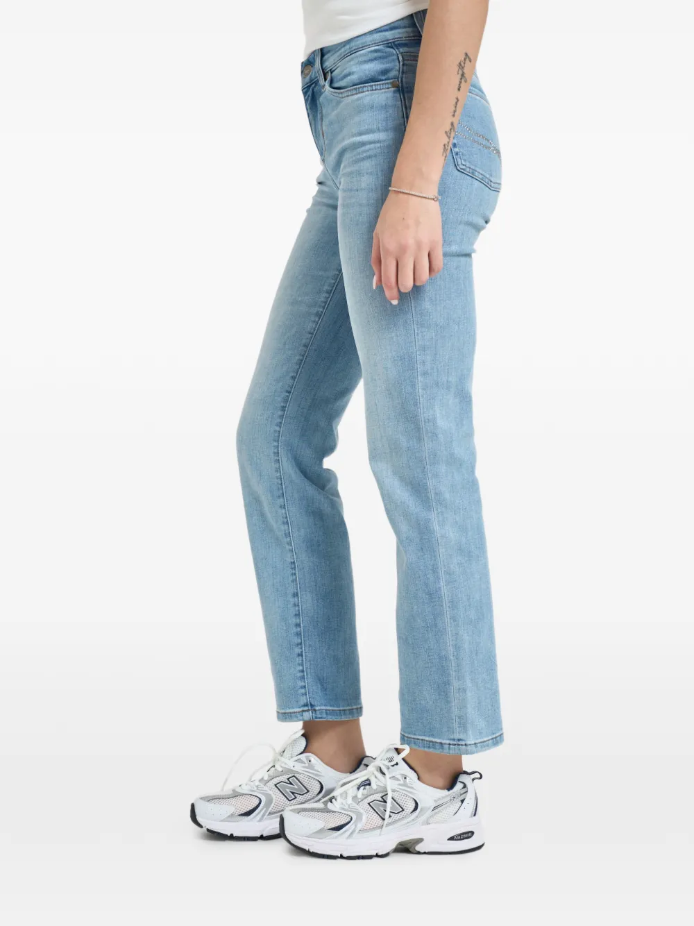 Rhinestone-Embellished-Pocket Jeans