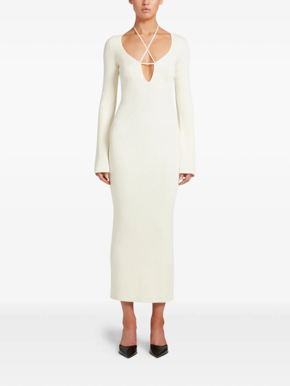 Cristina V-Neck Long-Sleeve Midi Dress