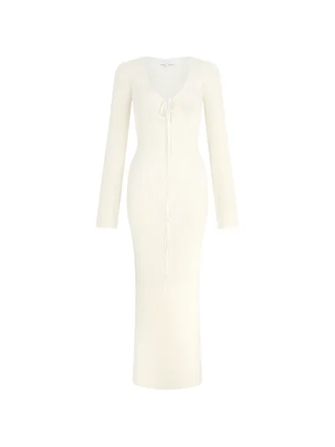 Violante Nessi Cristina V领长袖中长连衣裙