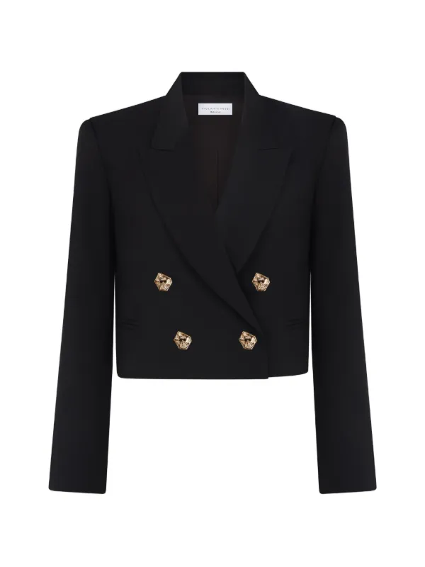 Violante Nessi Marinetti Geometric-button Cropped Blazer in Black