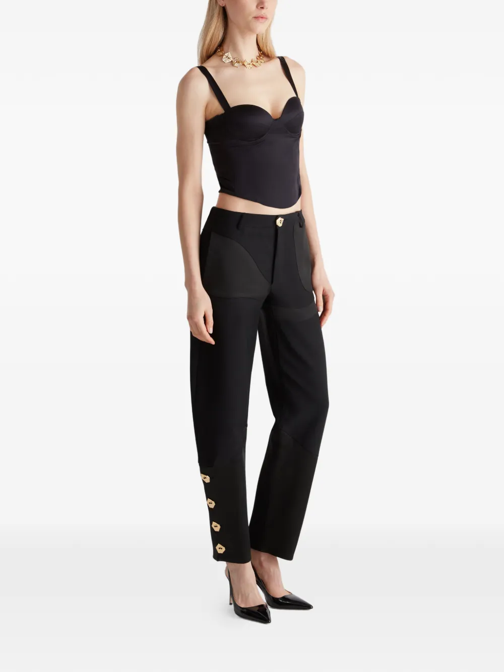 Violante Nessi The Brancusi Panelled Split Trousers in Black, view 3