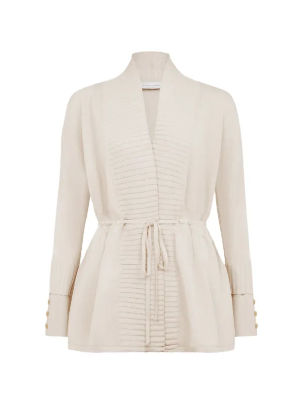 Violante Nessi Augusta Belted Knitted Cardigan in Neutrals