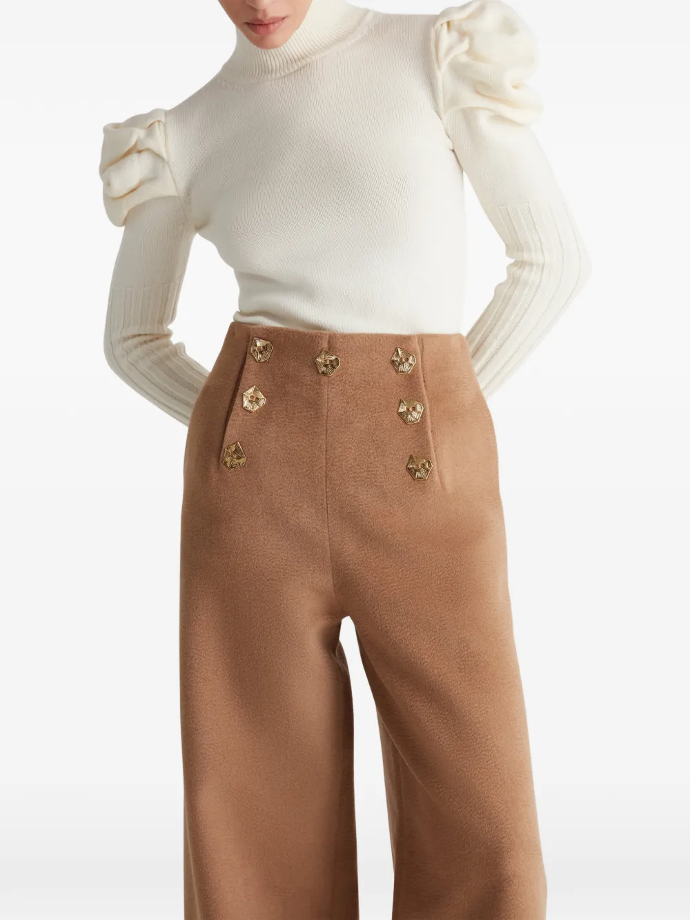  Violante Nessi Tano Button Embellished Trousers - Brown 