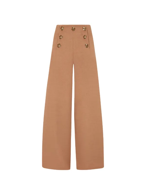 Violante Nessi Tano Button Embellished Trousers in Brown