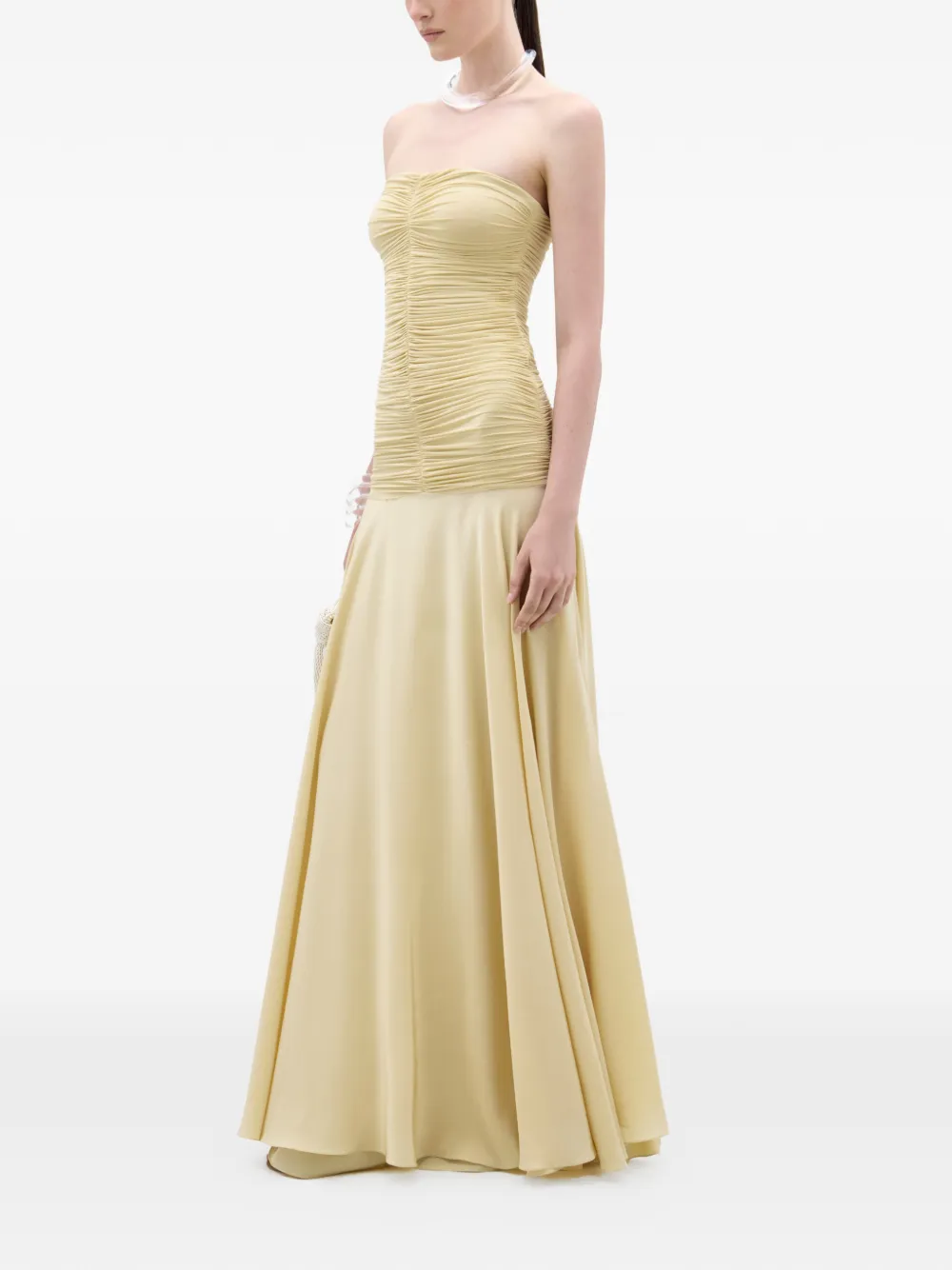 Silvia Tcherassi Norma strapless maxi-jurk met ruches Beige