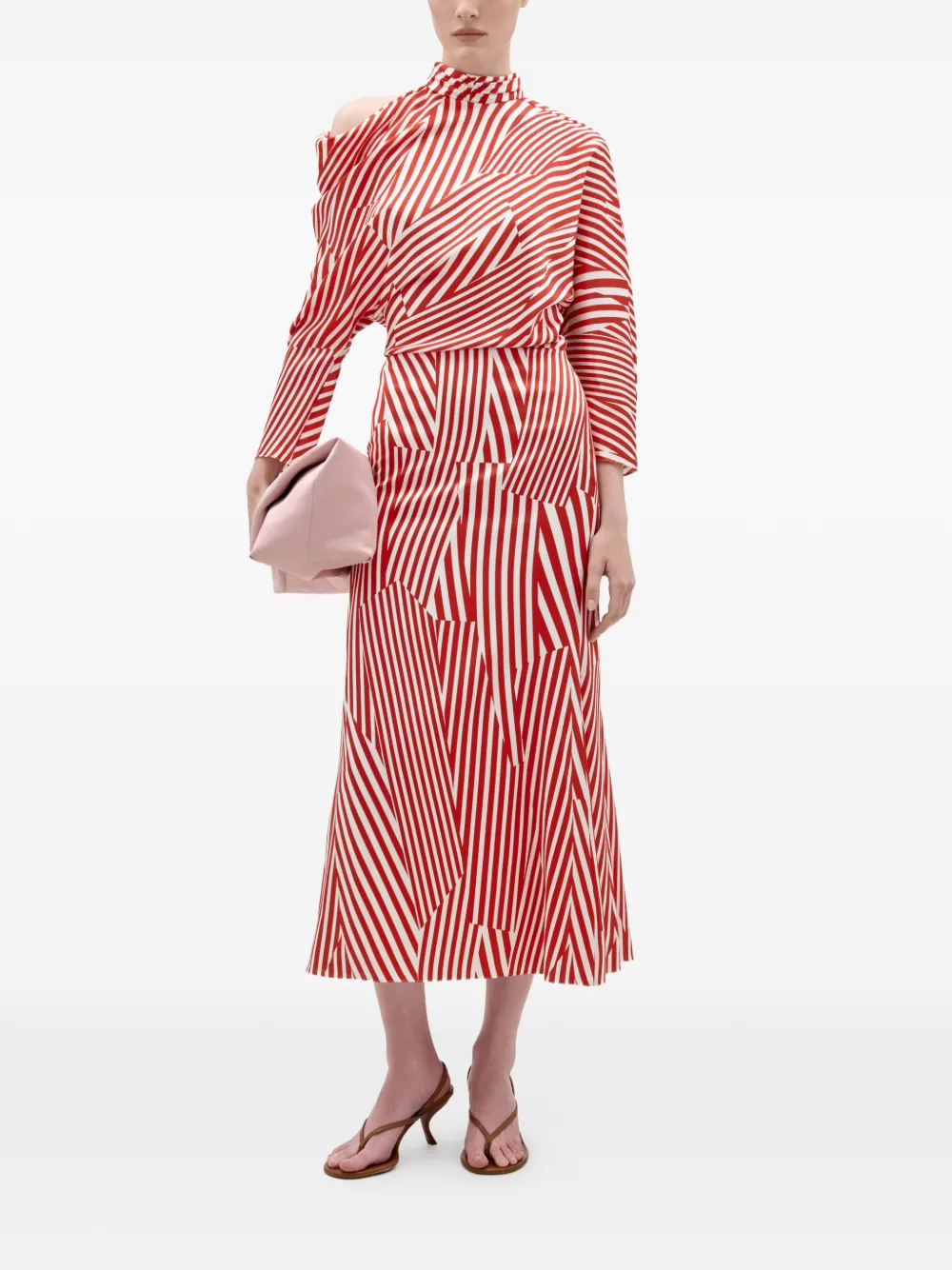  Silvia Tcherassi Lisa Striped Midi Dress - Red 