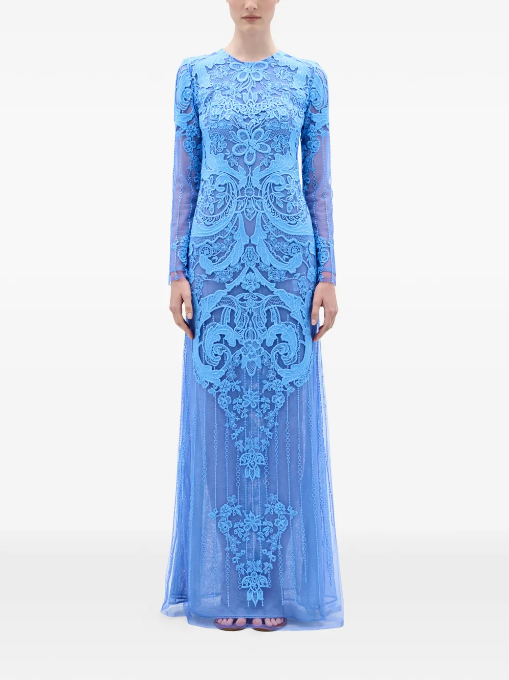  Silvia Tcherassi Lace Long-sleeve Maxi Dress - Blue 