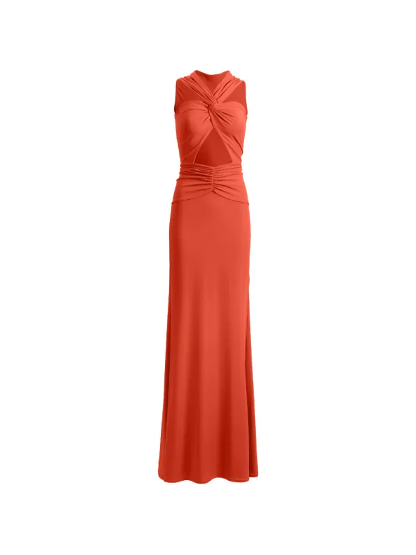 silvia tcherassi orange dress Silvia Tcherassi Duffy Draped Halterneck Maxi Dress