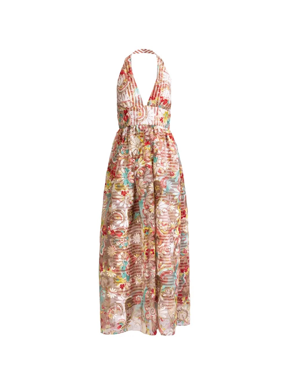 Silvia Tcherassi Kairi floral-print V-neck dress - Toni neutri