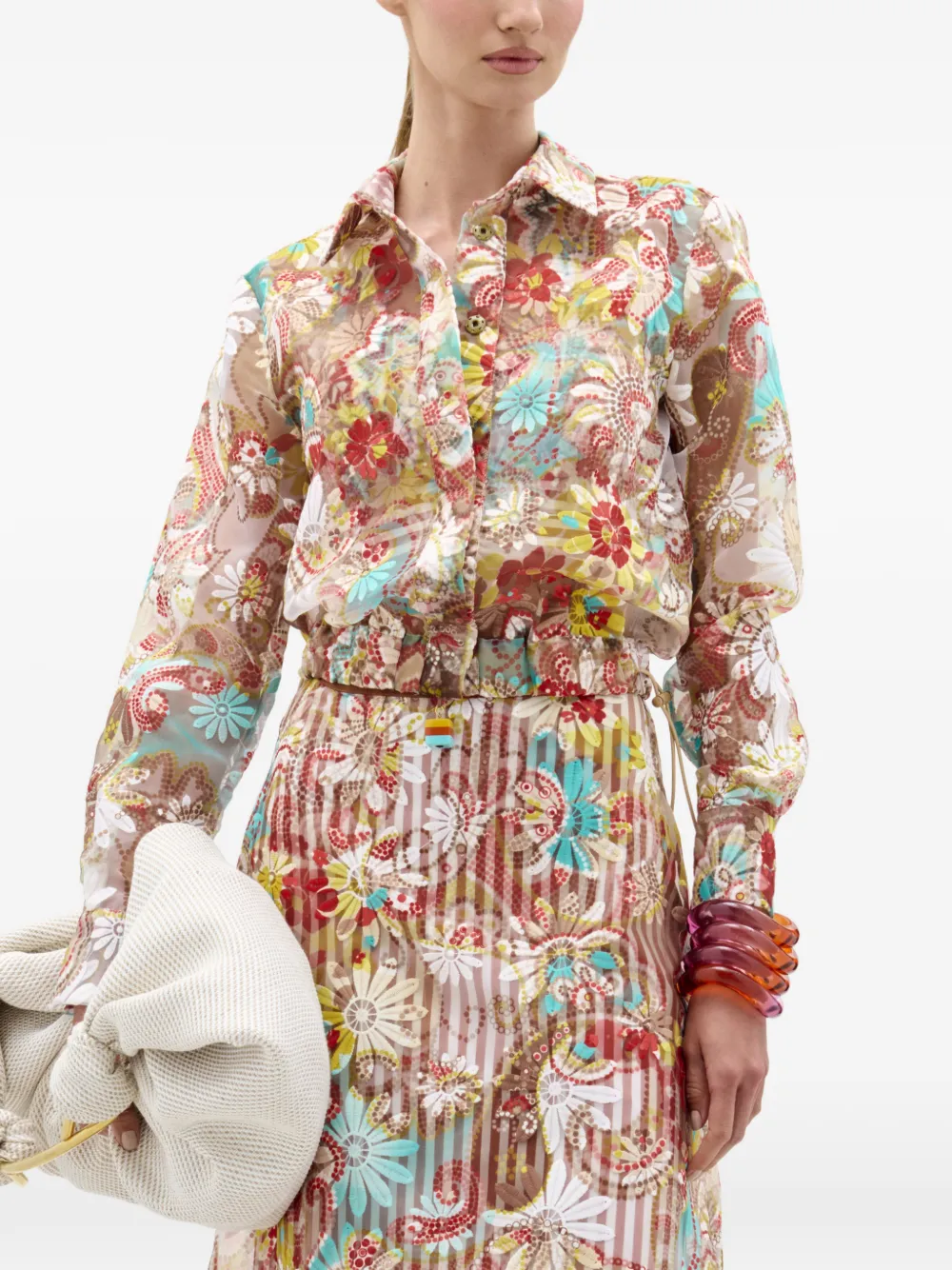  Silvia Tcherassi Katniss Floral Jacket - Neutrals 