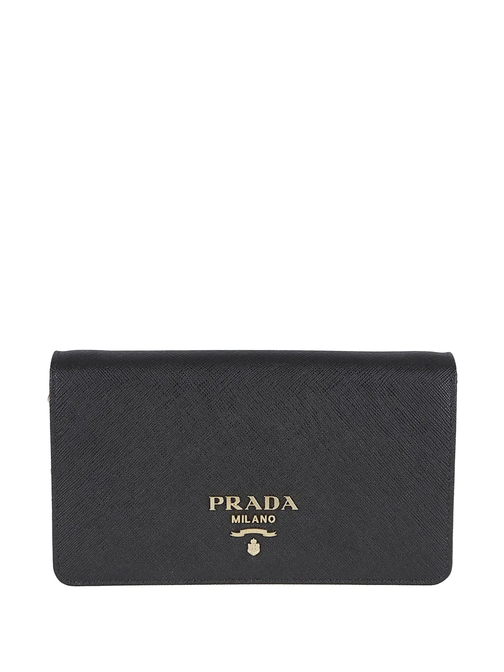 Prada logo-detail leather clutch bag - Nero