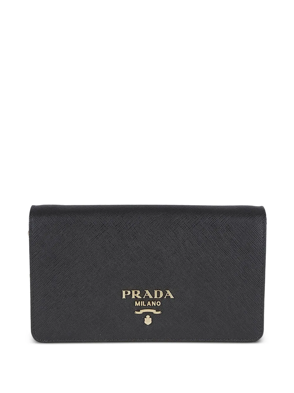 Prada logo-detail leather clutch bag - Nero