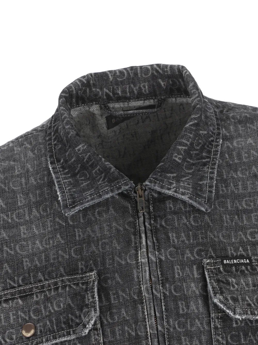 Balenciaga Shirtjack met logoprint en borstzakken Grijs