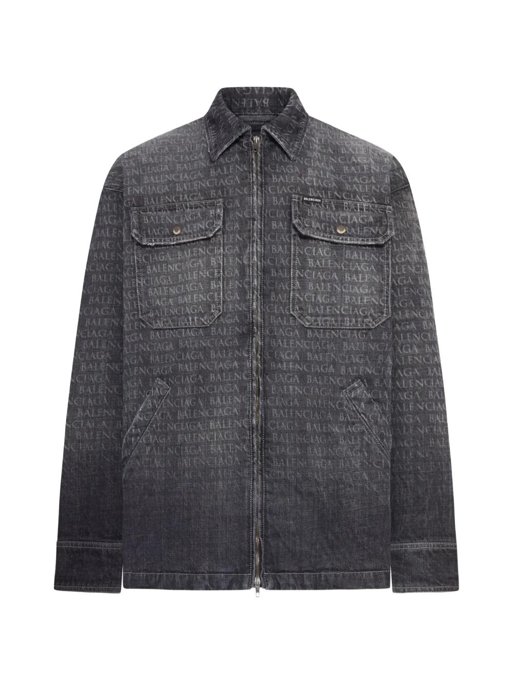 Balenciaga chest pockets logo print shirt jacket – Grey