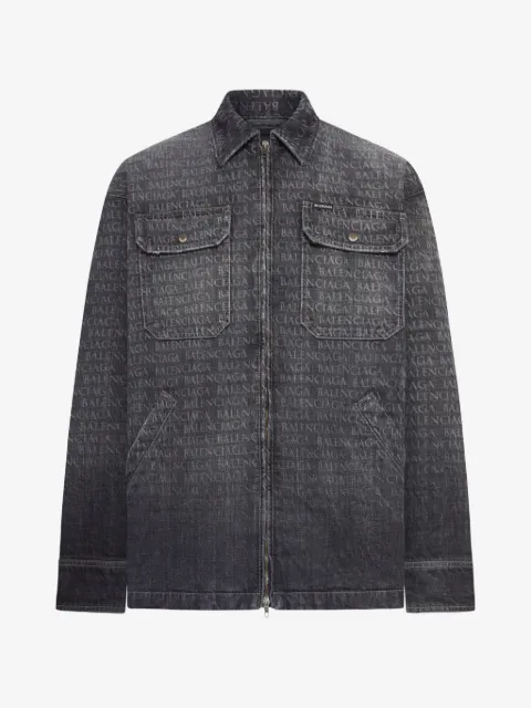 Balenciaga chest pockets logo print shirt jacket