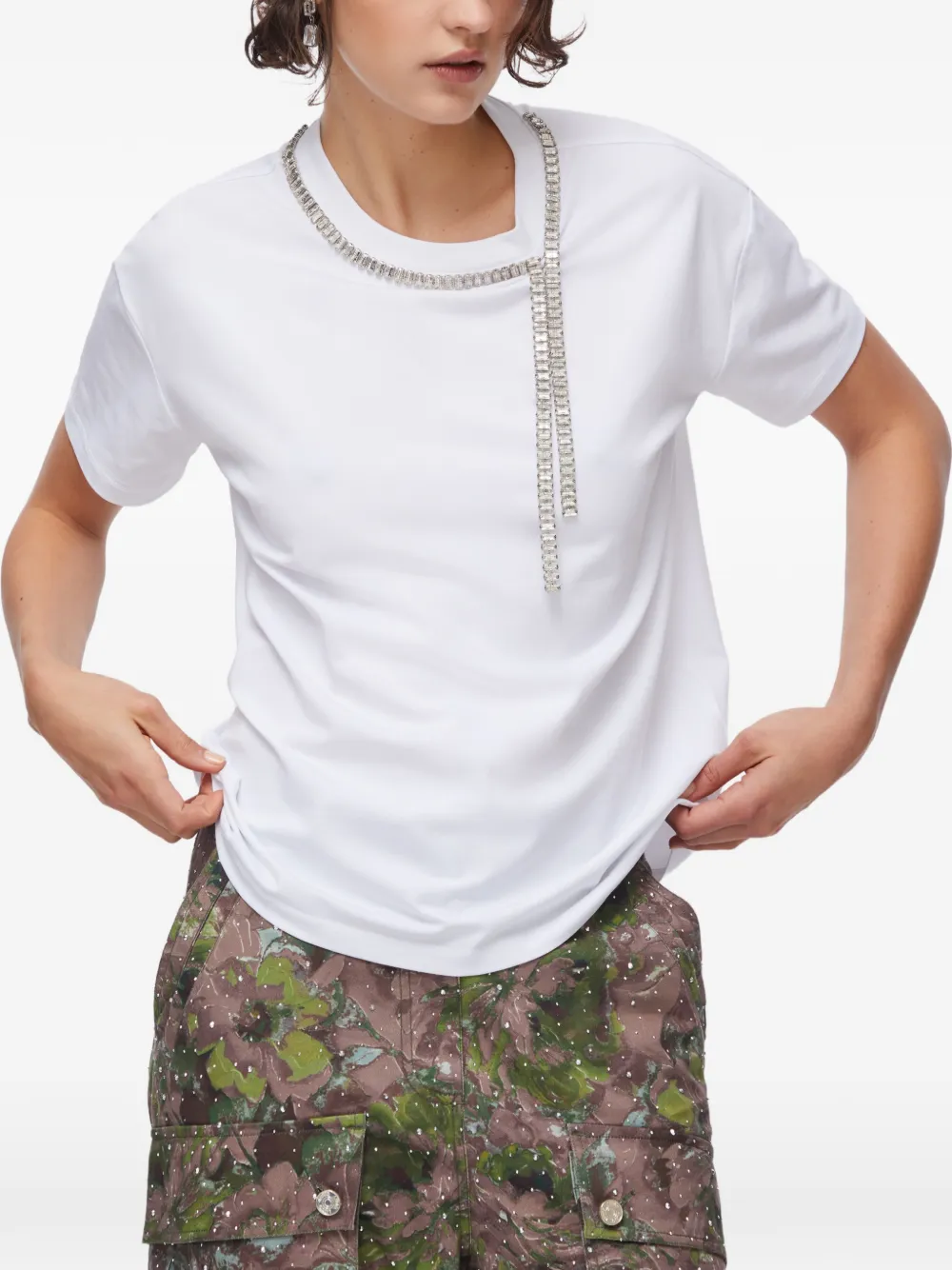 LIU JO Oversized T-shirt verfraaid met juwelen Wit