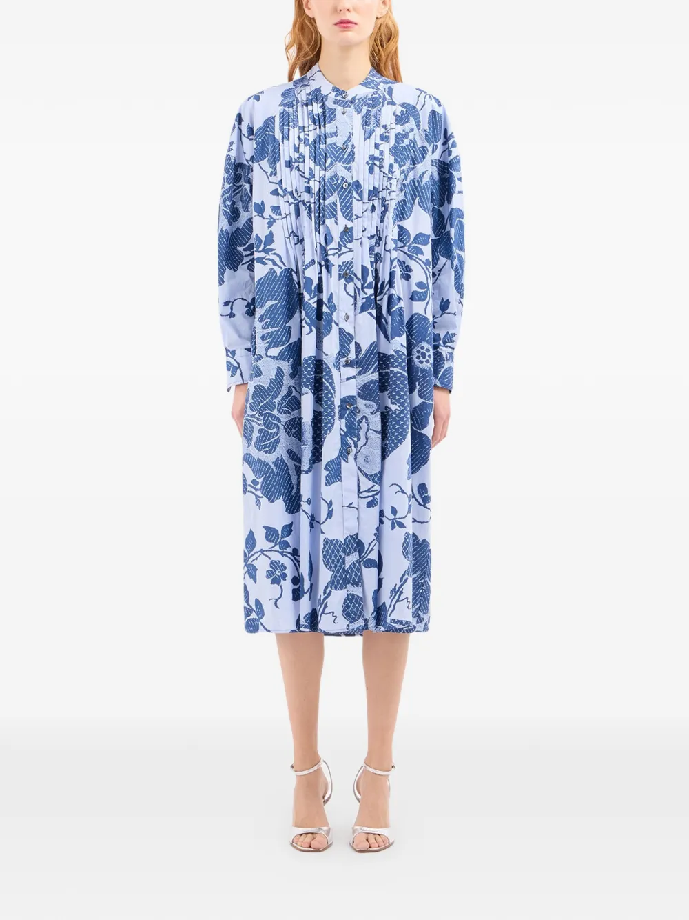 Pierre-Louis Mascia RHI floral midi shirt dress Wit