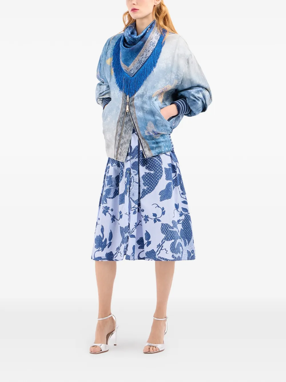 Pierre-Louis Mascia RHI floral midi shirt dress Wit