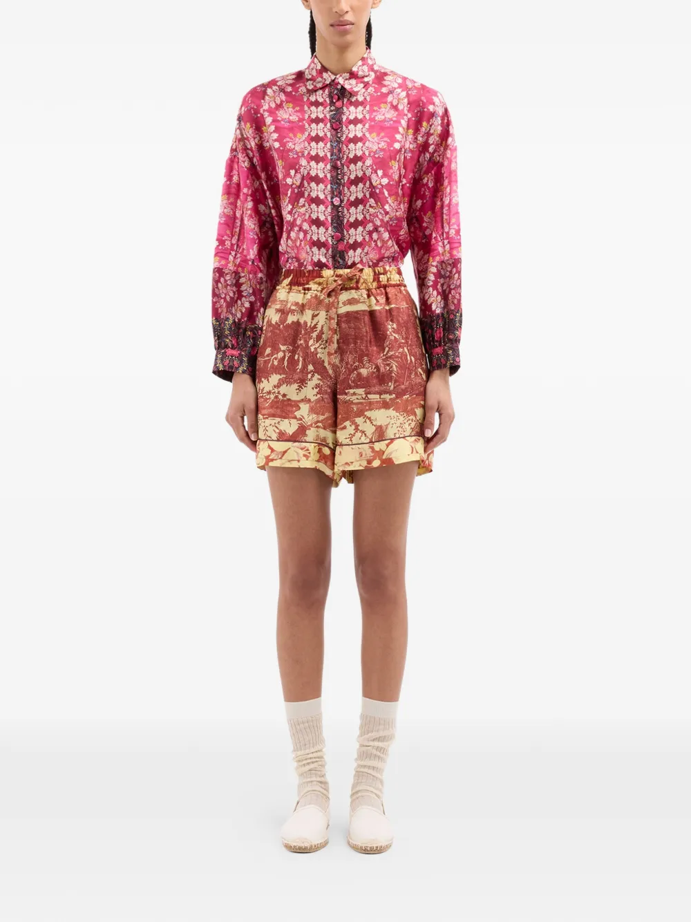 Aloe Pastoral Print Elasticated Shorts