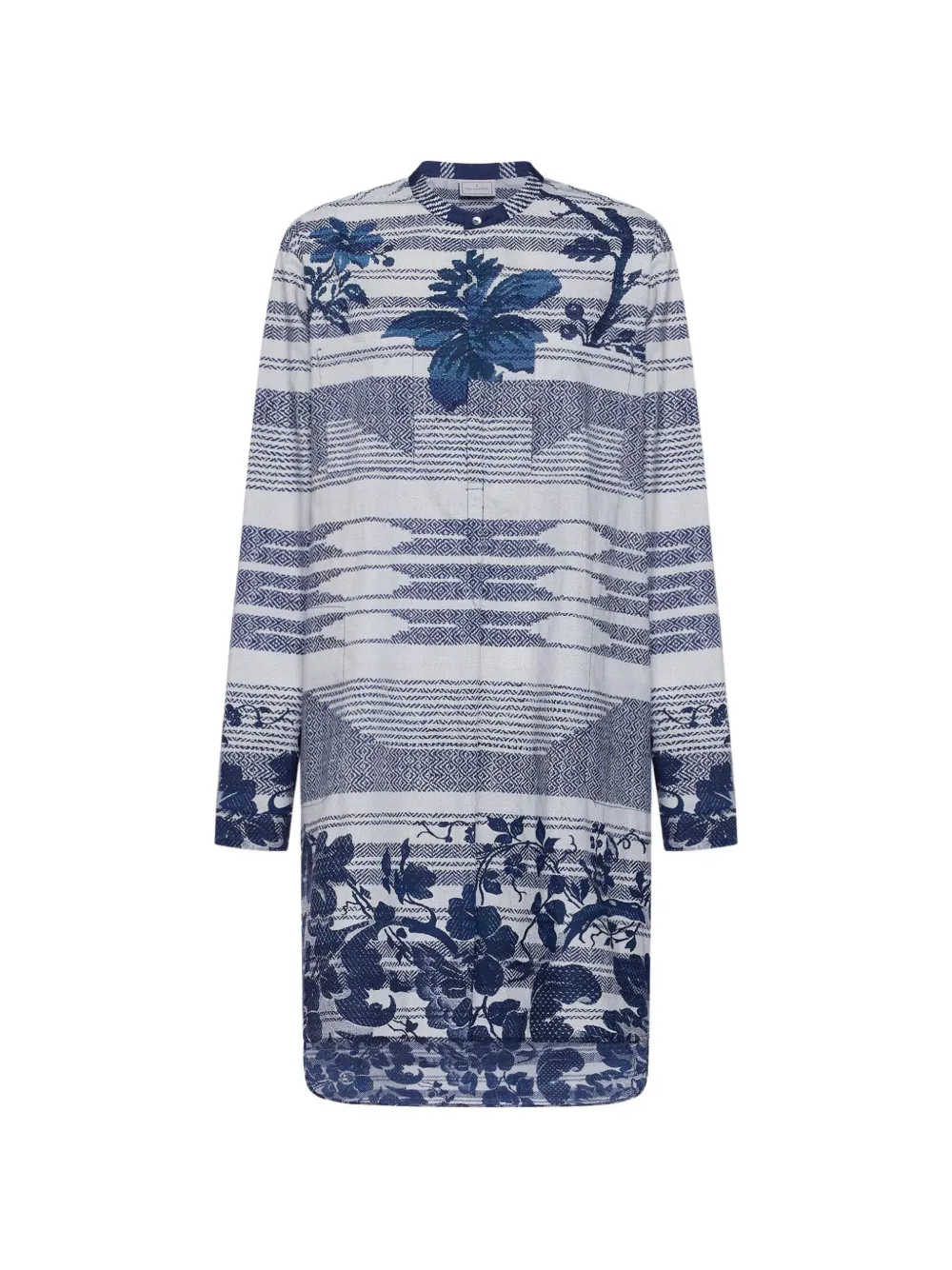 Pierre-Louis Mascia Diomede long-sleeve floral shirt dress - Blu