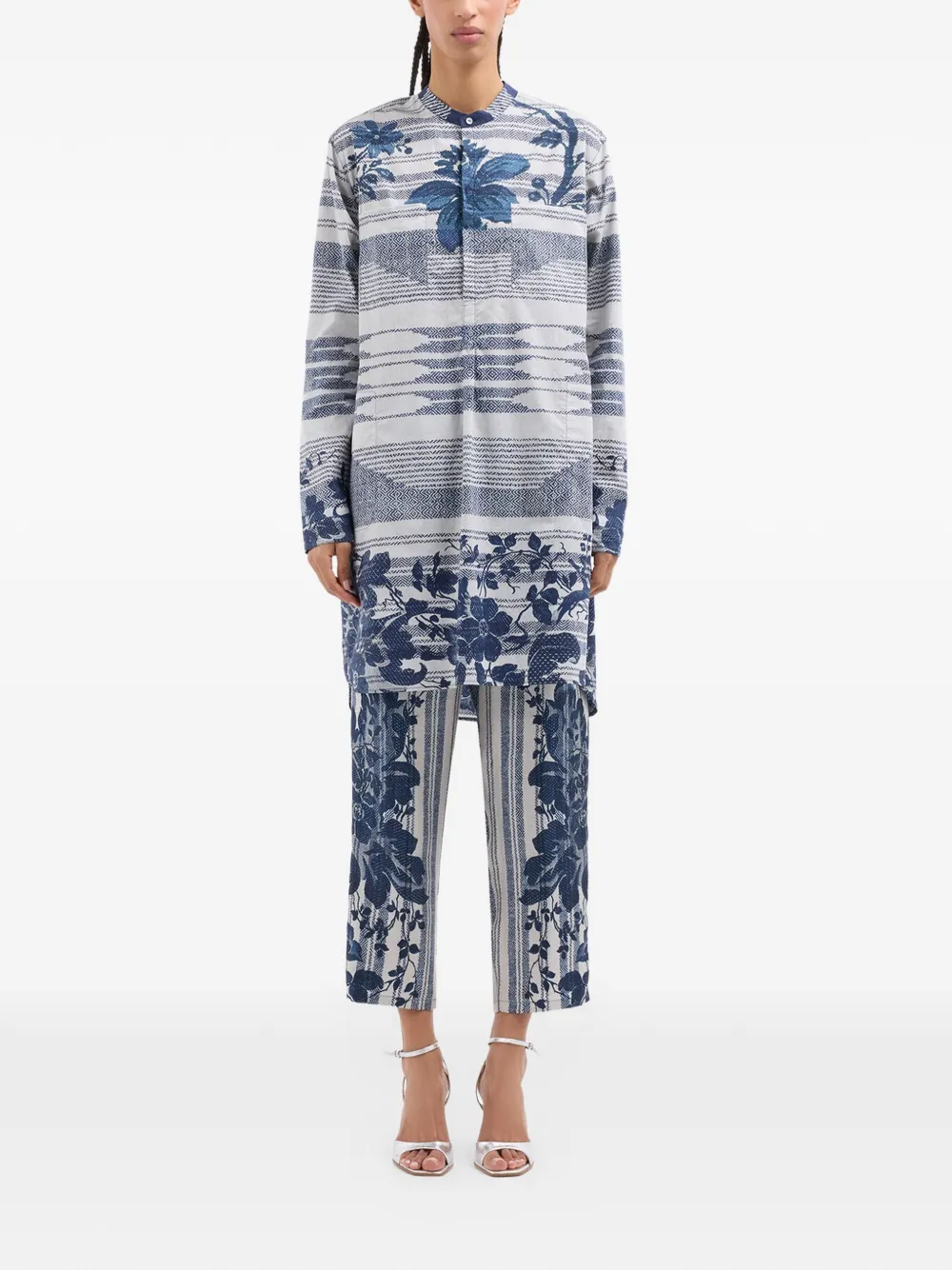Pierre-Louis Mascia Diomede blousejurk met lange mouwen en bloemen Blauw