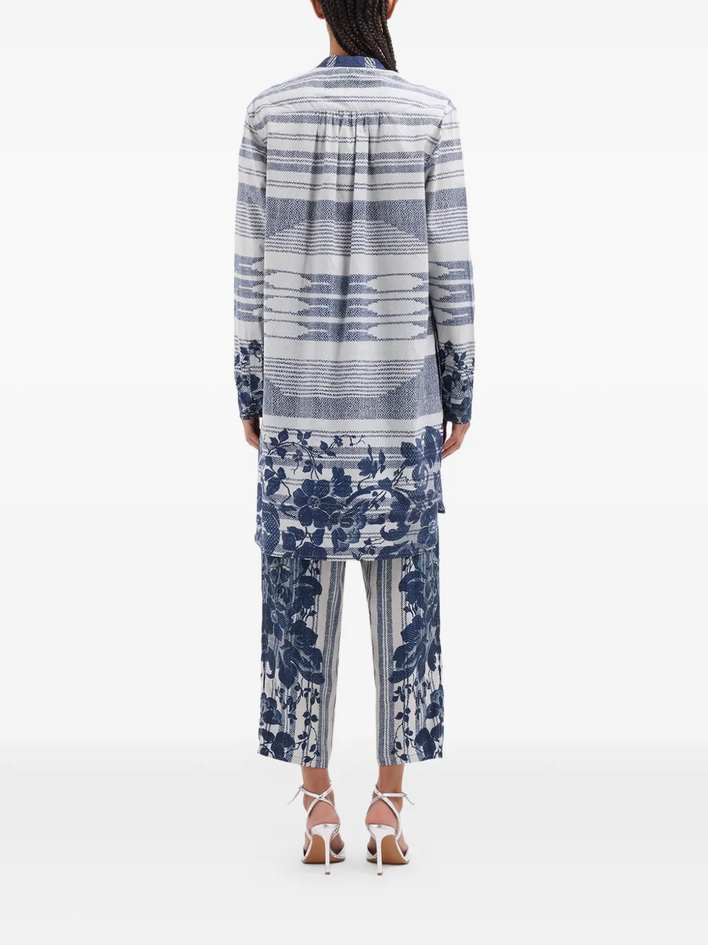 Pierre-Louis Mascia Diomede blousejurk met lange mouwen en bloemen Blauw