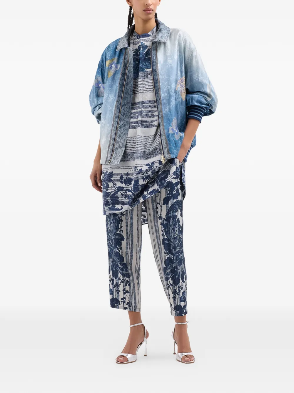 Pierre-Louis Mascia Diomede blousejurk met lange mouwen en bloemen Blauw