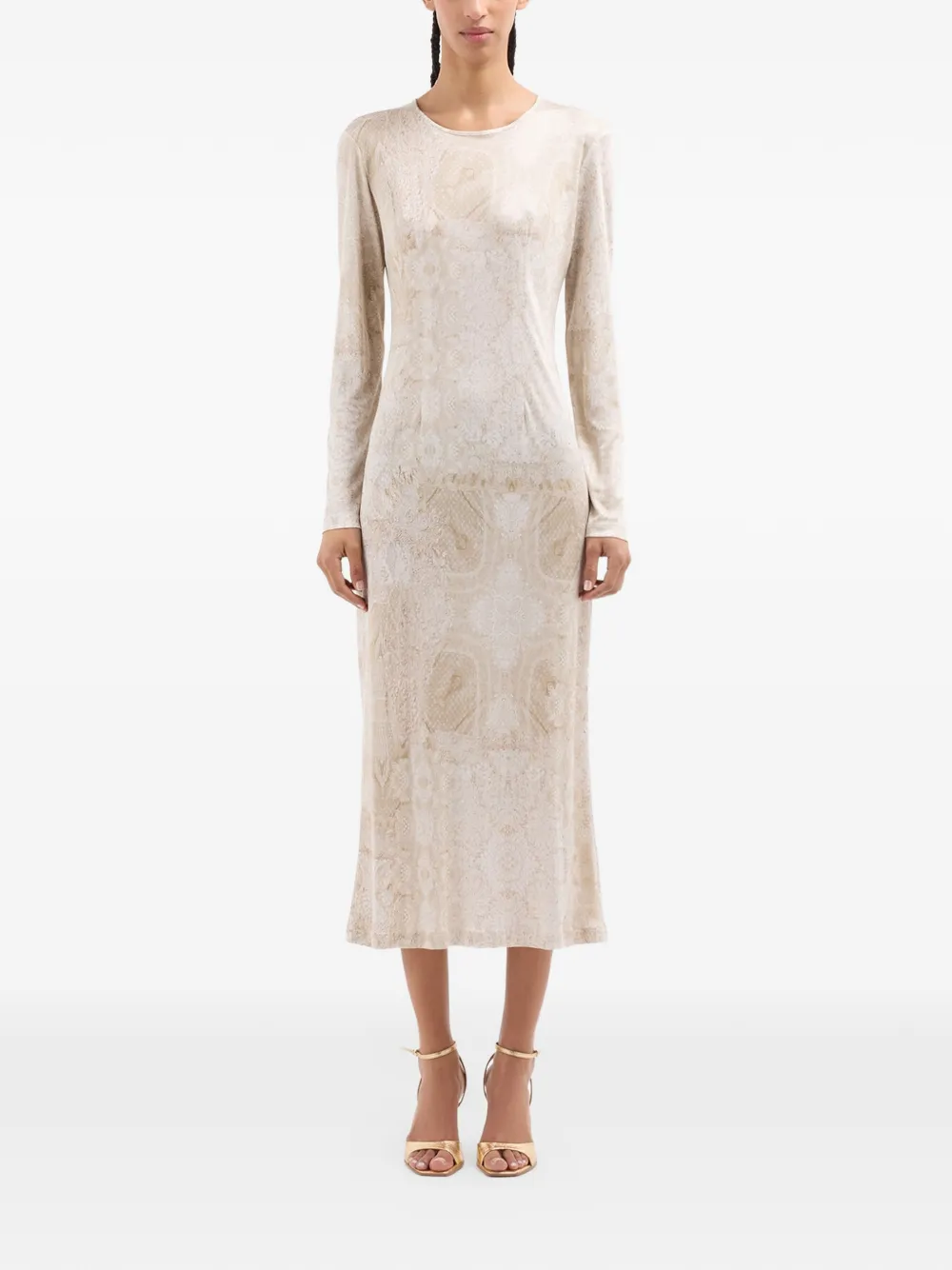  Pierre-louis Mascia Febo Paisley-pattern Midi Dress - Neutrals 