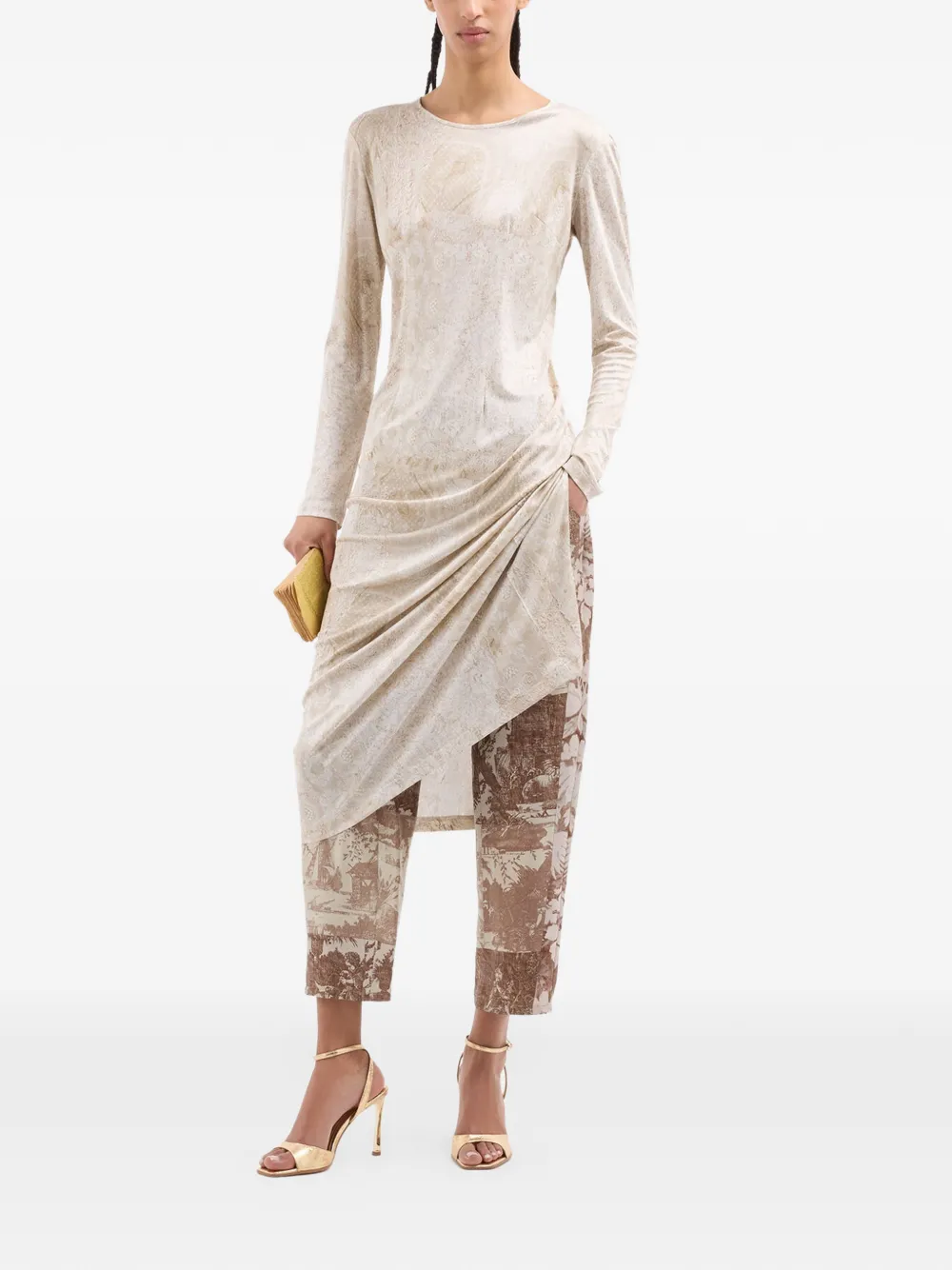  Pierre-louis Mascia Febo Paisley-pattern Midi Dress - Neutrals 
