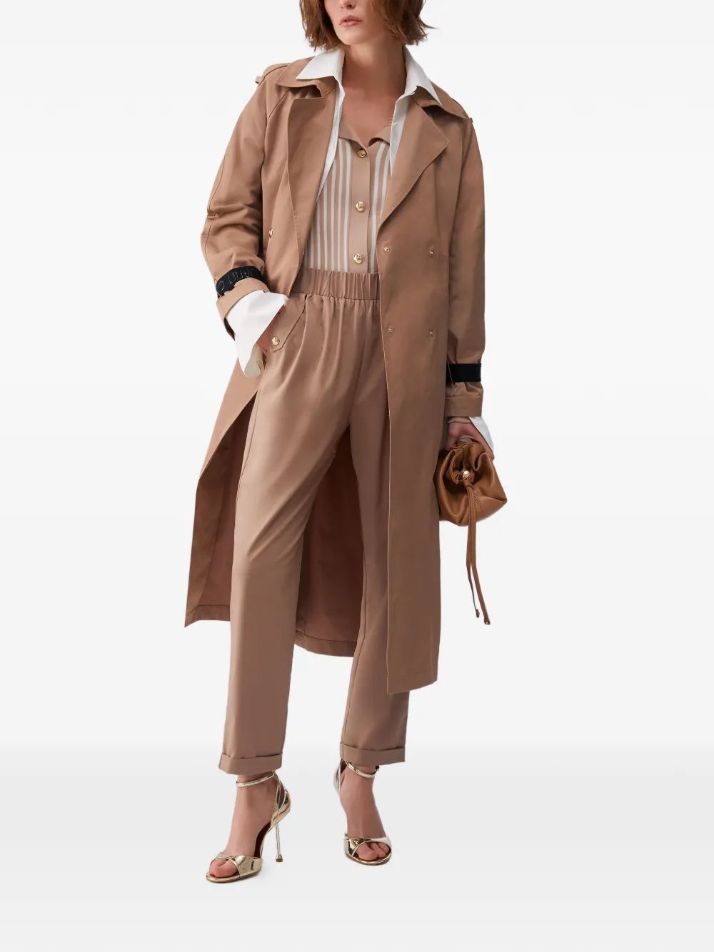  Liu Jo Belted Double-breasted Trench Coat - Brown 