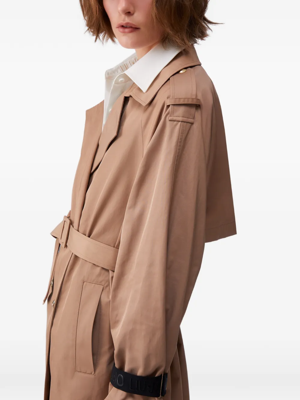 LIU JO Lange trenchcoat met ceintuur Bruin