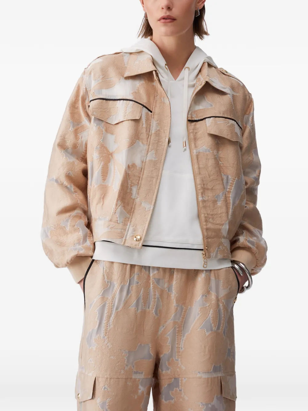  Liu Jo Jacquard Bomber Jacket - Neutrals 