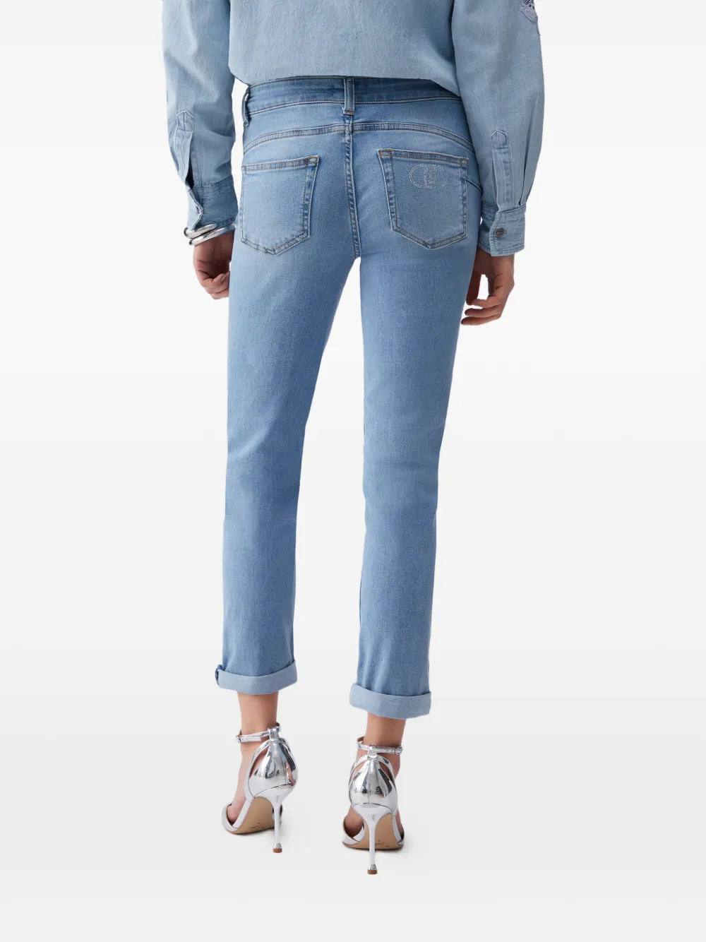 LIU JO Jeans met edelsteen-applicatie en omslag Blauw