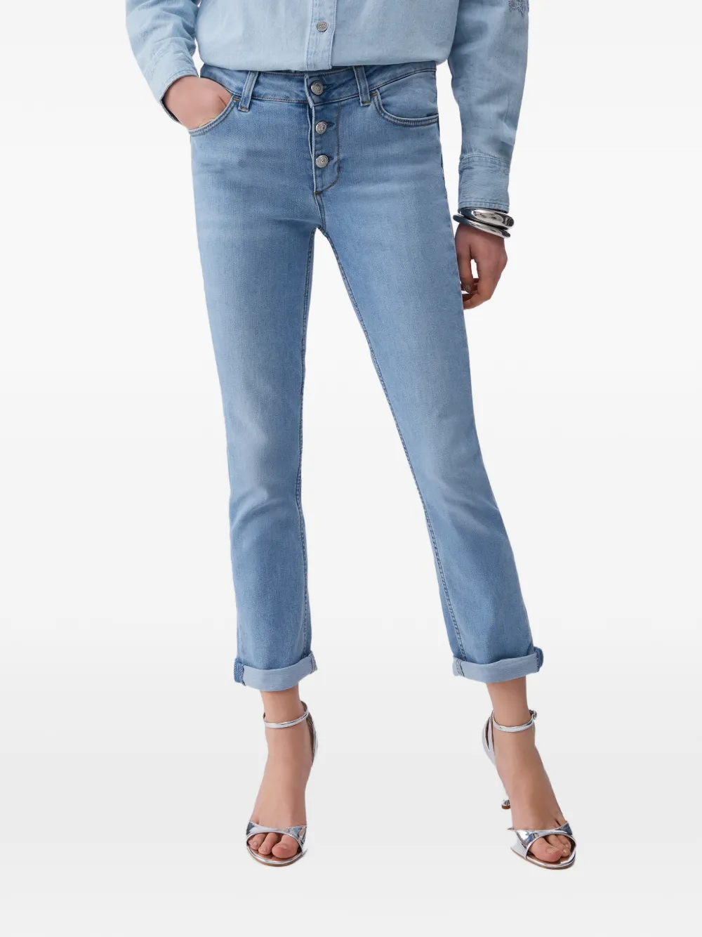 LIU JO Jeans met edelsteen-applicatie en omslag Blauw