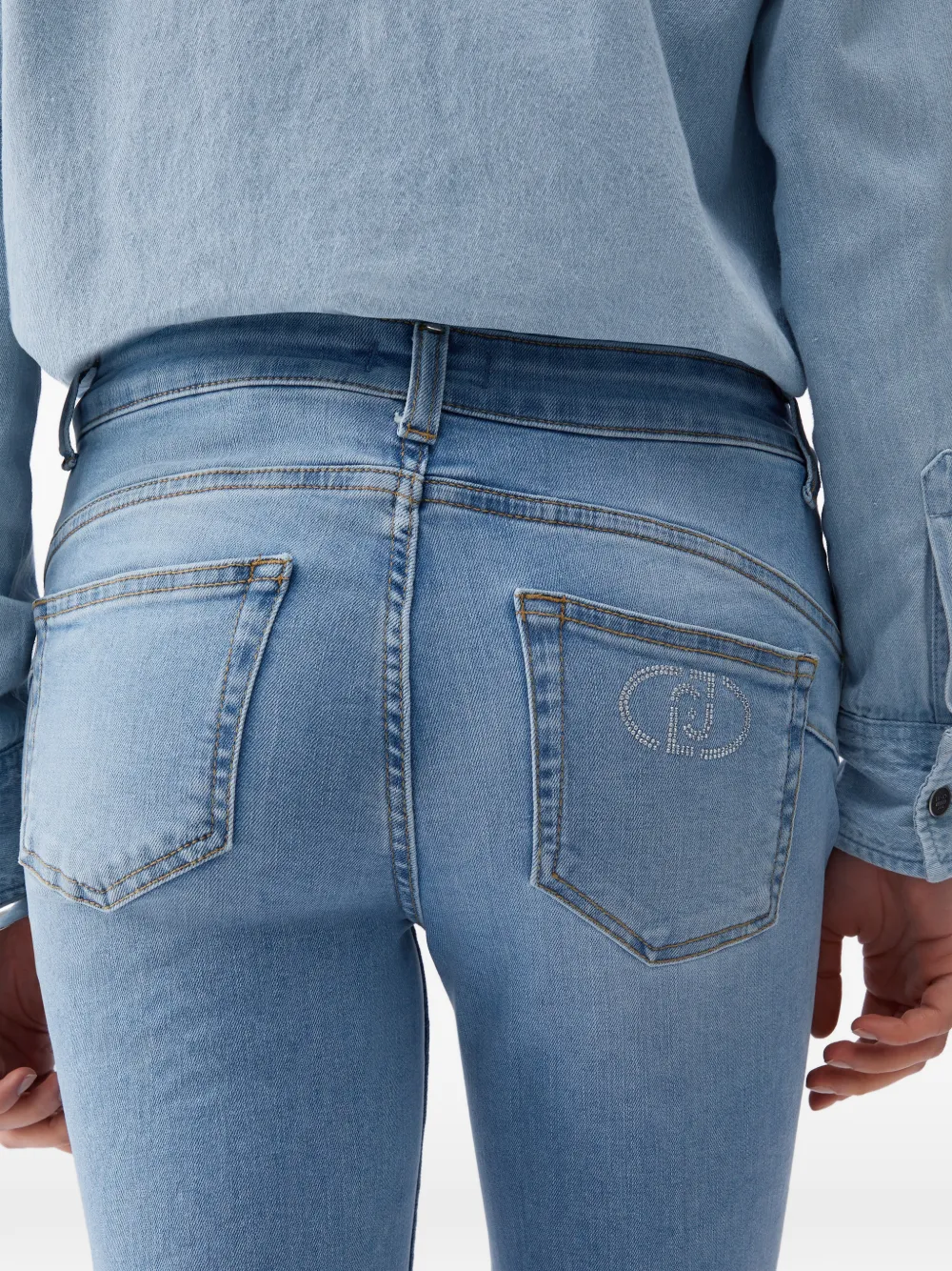 LIU JO Jeans met edelsteen-applicatie en omslag Blauw