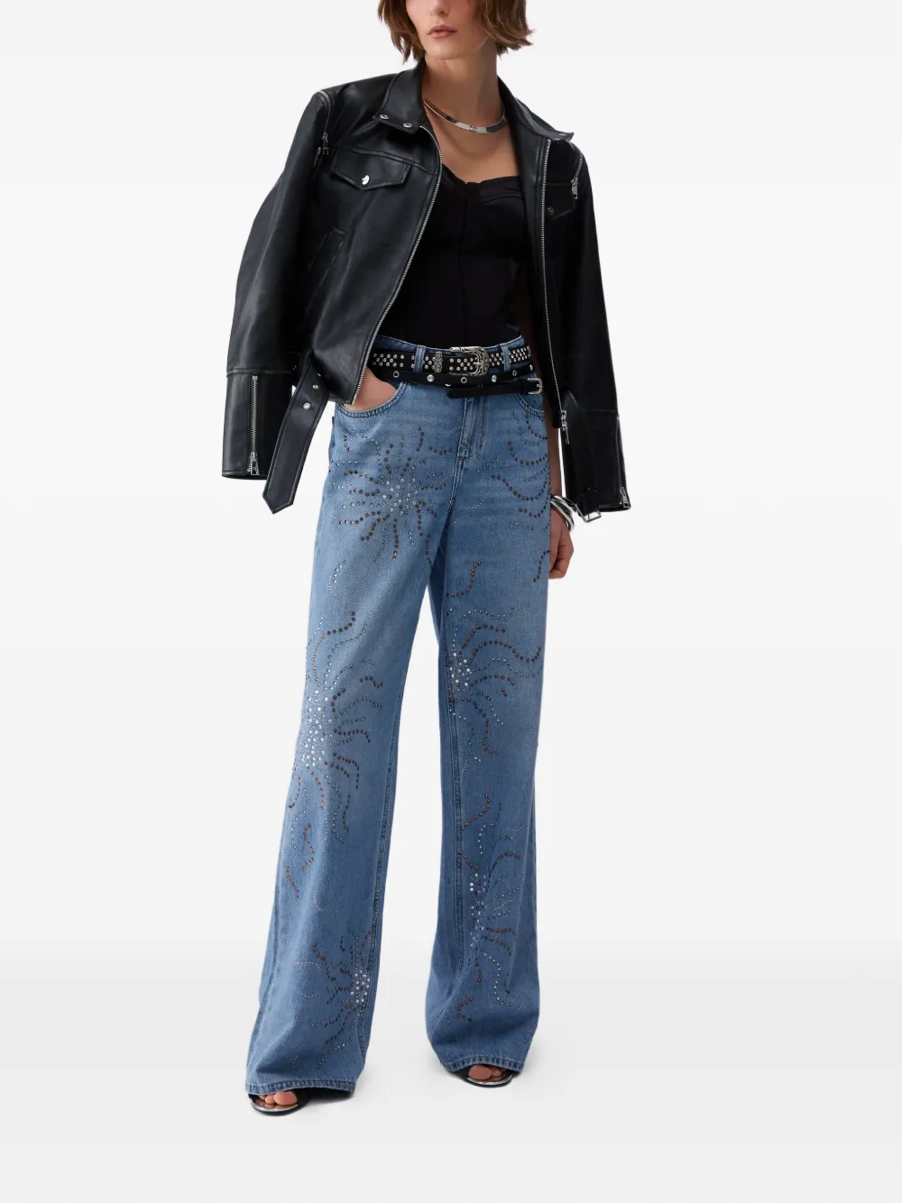 LIU JO Straight jeans met stras Blauw