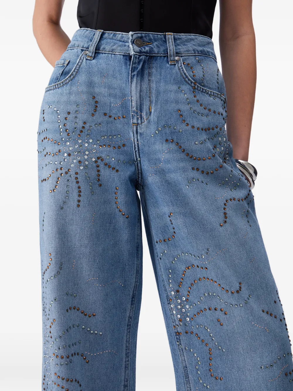 LIU JO Straight jeans met stras Blauw